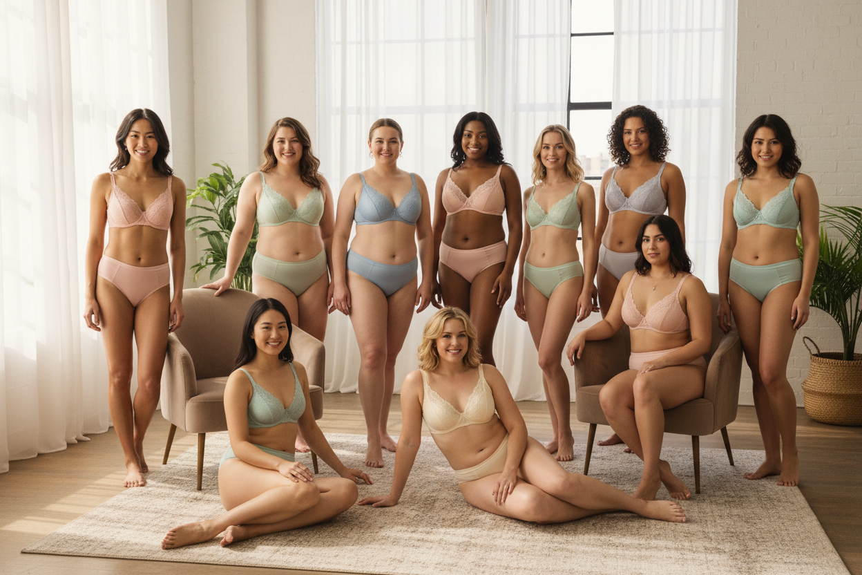 women in lingerie happy